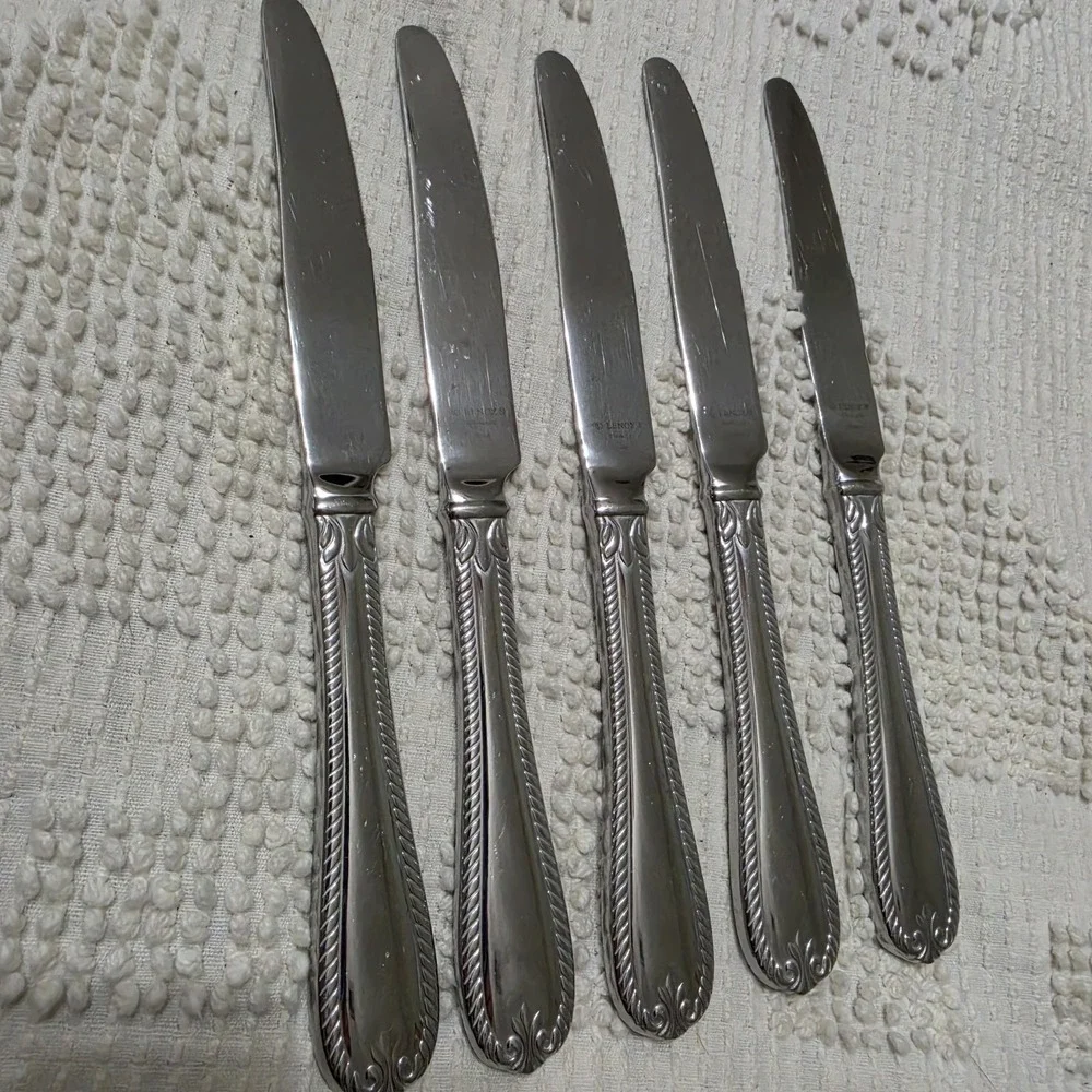 Lenox Tudor Bead Augusta Rope Edge‎ Dinner Knives Retired Flatware 9 1/4